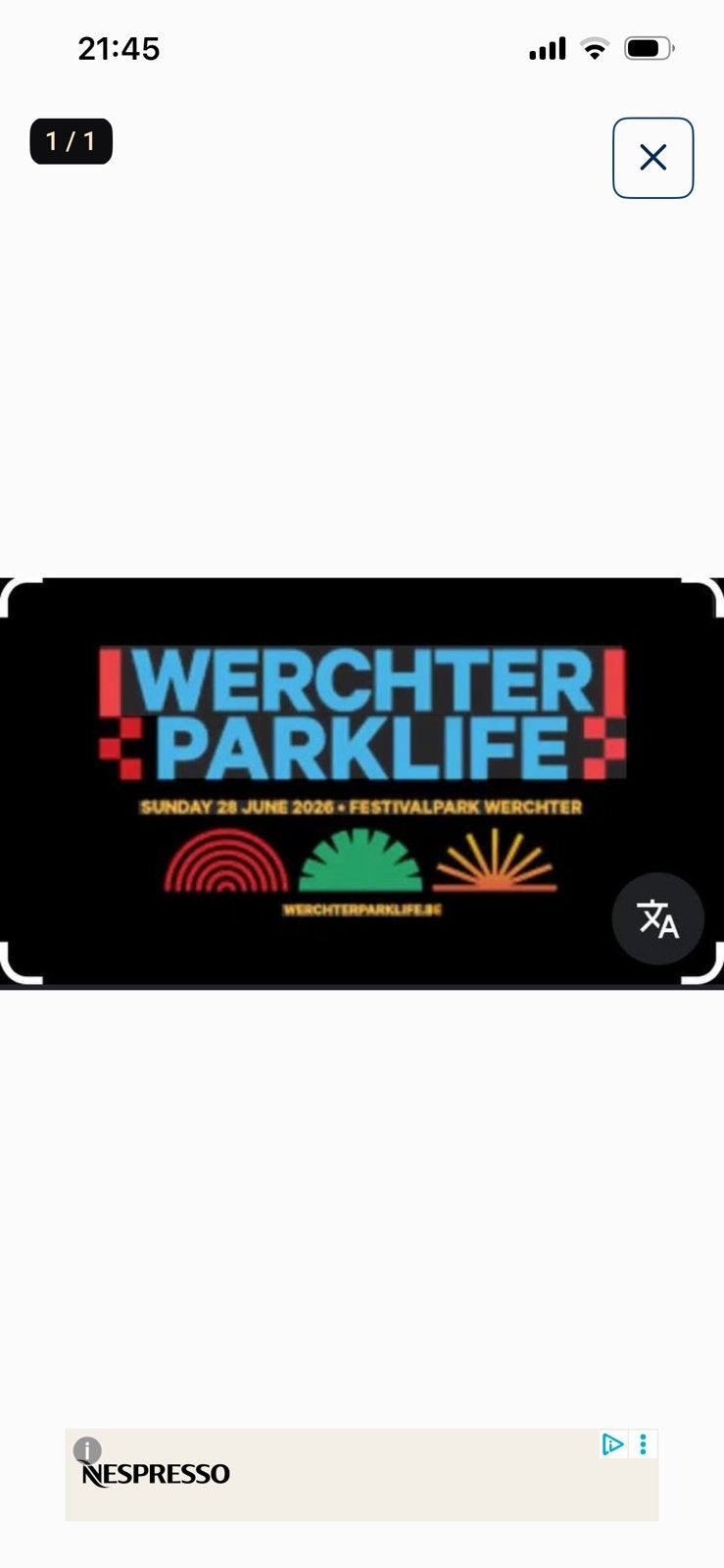 Werchter Parklife 2 tickets, Tickets en Kaartjes, Kortingen en Cadeaubonnen
