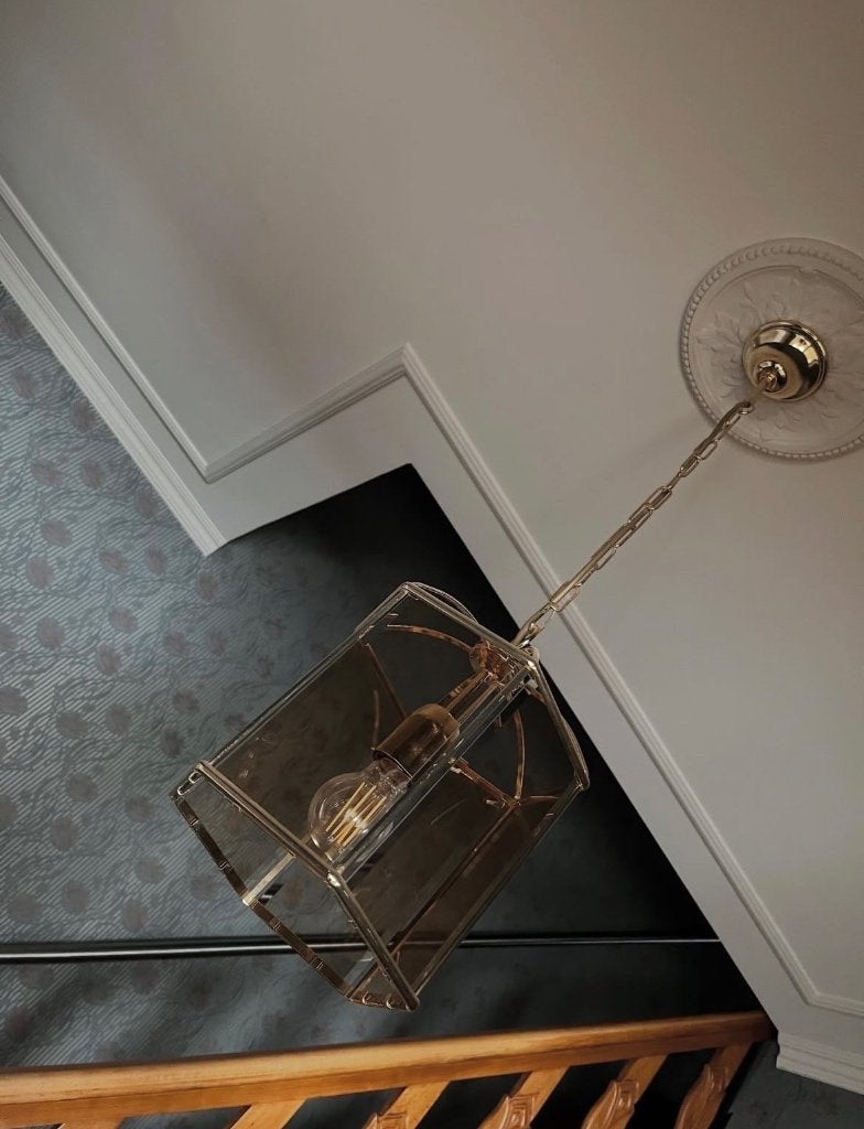 Vintage prachtige hanglamp. Mooie staat., Enlèvement, Utilisé, Verre