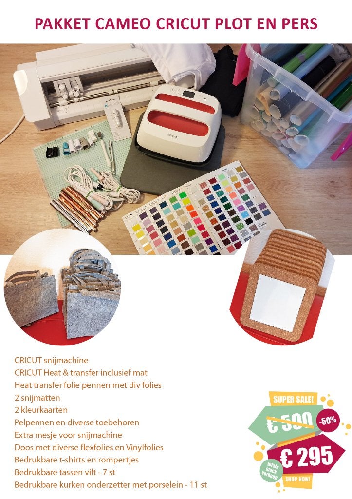 PAKKET CAMEO CRICUT PLOT EN PERS _ GROTE STOCKVERKOOP -50%, Ophalen, Zo goed als nieuw, Overige materialen, Machine