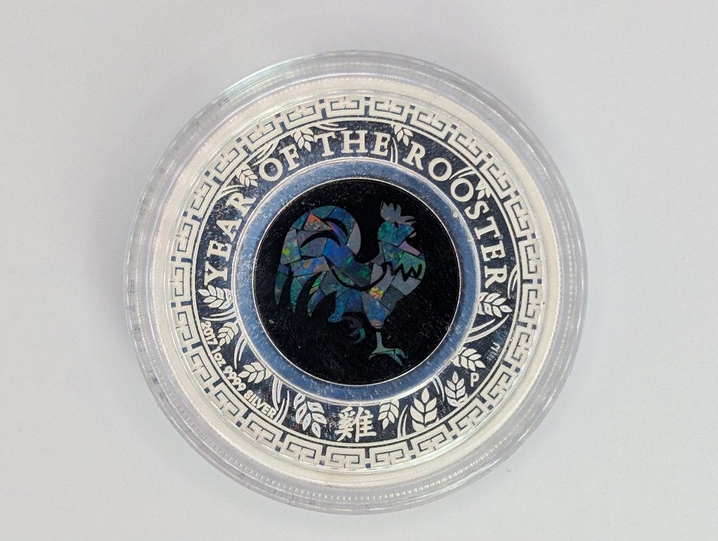 Opal Lunar Series - Year of the Rooster 1oz Silver Proof '17, Enlèvement ou Envoi, Argent