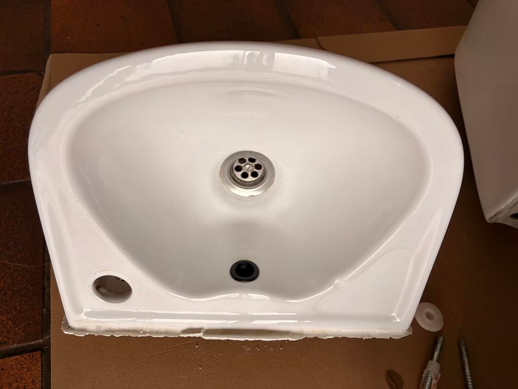 Handwasser (toiletruimte) met tablet, Huis en Inrichting, Badkamer | Badkamermeubels, Ophalen, Gebruikt
