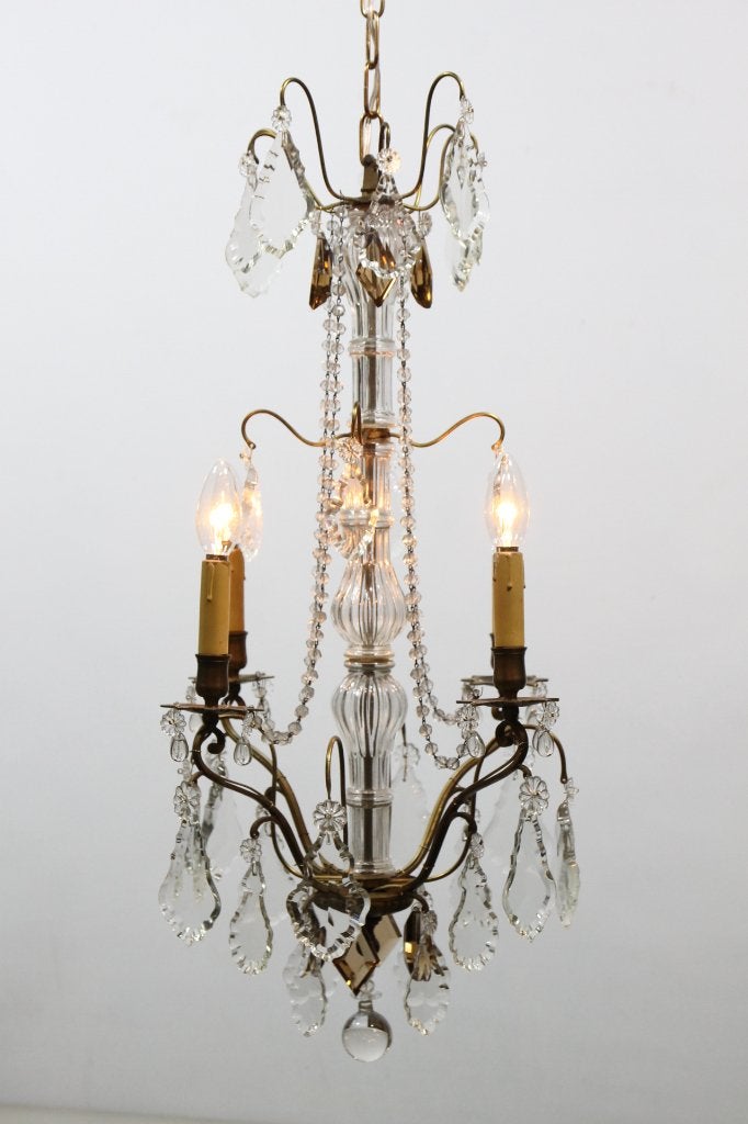 Mooi antiek model Franse kroonluchter met 4 lichtpunten, Antiek en Kunst, Ophalen of Verzenden
