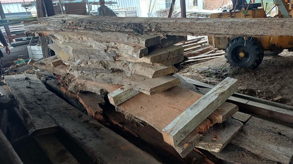 Eiken boomstam planken, Doe-het-zelf en Bouw, Hout en Planken, Ophalen, Eiken