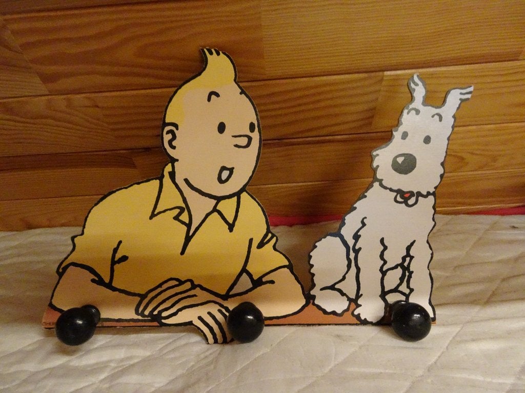 Broekstok van hout - Tintin et Snowy, Ophalen of Verzenden, Kuifje, Gebruikt, Beeldje of Figuurtje
