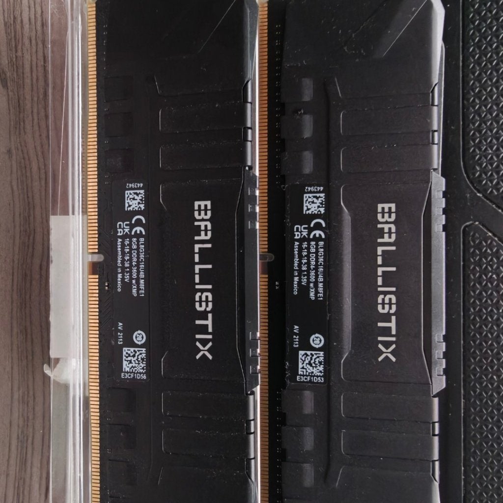 2X8GB Crucial Ballistix DDR4 3600Mhz RAM, Computers en Software, RAM geheugen, DDR4, Ophalen of Verzenden, Zo goed als nieuw, Desktop