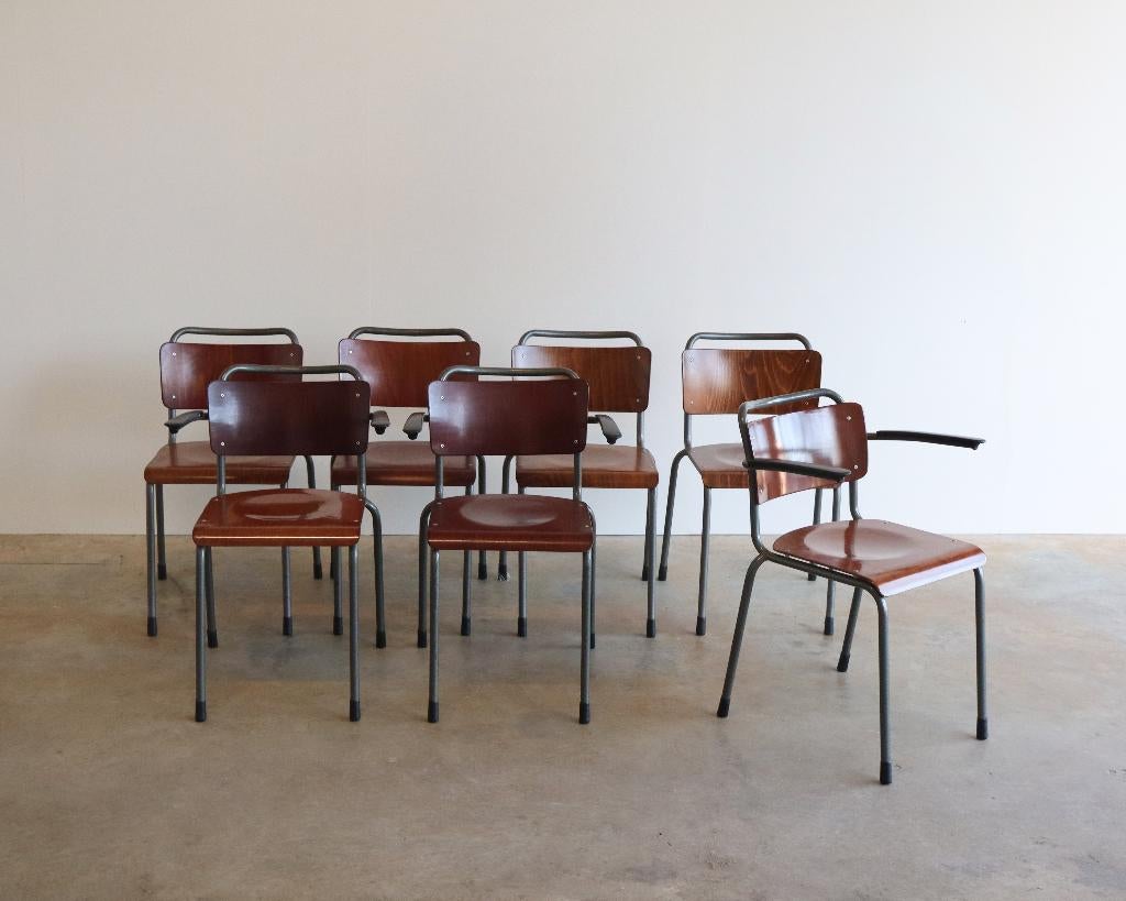 7x Gispen 106 en 206 TU Delft stoelen, Antiek en Kunst, Ophalen