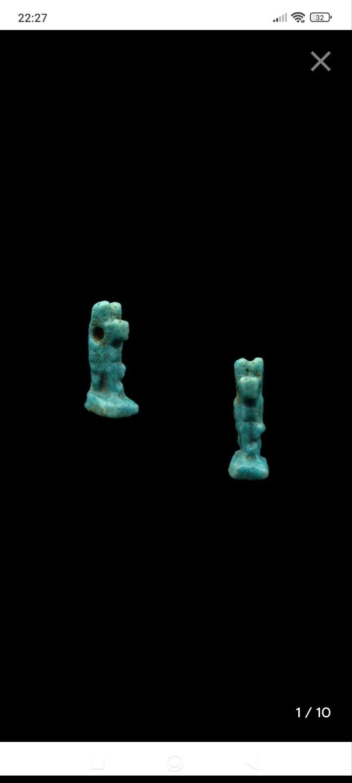 Egypte ancienne faience du dieu chacal Anubis - 1,7cm. . Ave, Antiquités & Art, Enlèvement ou Envoi