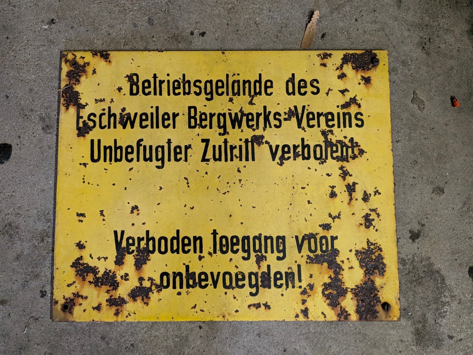 zwaar metalen bord van de Eschweiler Bergwerks-Verein, Ophalen of Verzenden, Gebruikt