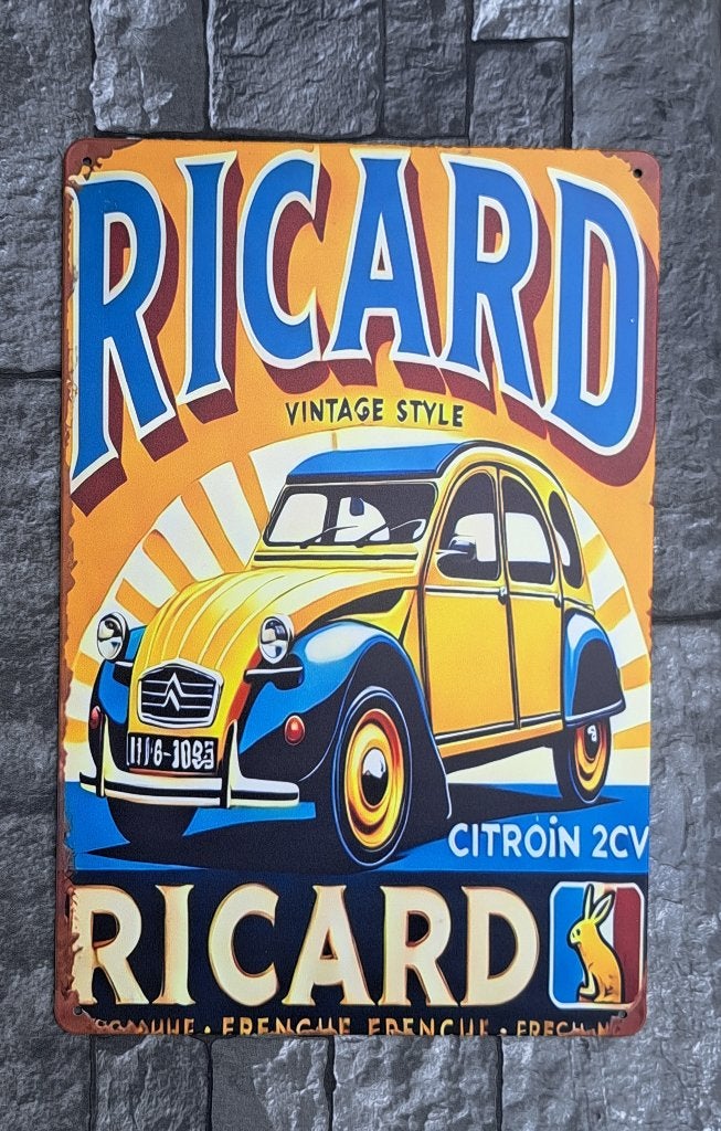 plaque métal de décoration 2cv RICARD, Neuf, 30 cm, Autres styles, Enlèvement ou Envoi