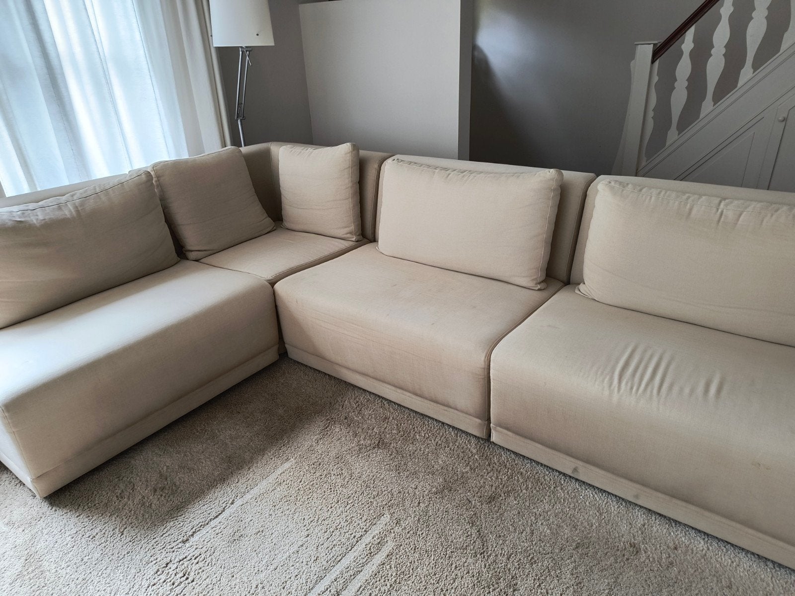 GRATIS MODERN BEIGE SALON, Maison & Meubles, Canapés | Coins salons complets, Enlèvement, Utilisé, Tissus, Modern