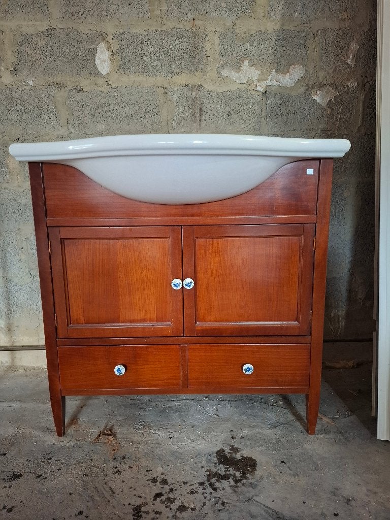 Meuble en cerisier et évier retro, 25 à 50 cm, Moins de 100 cm, Meuble lavabo, Enlèvement