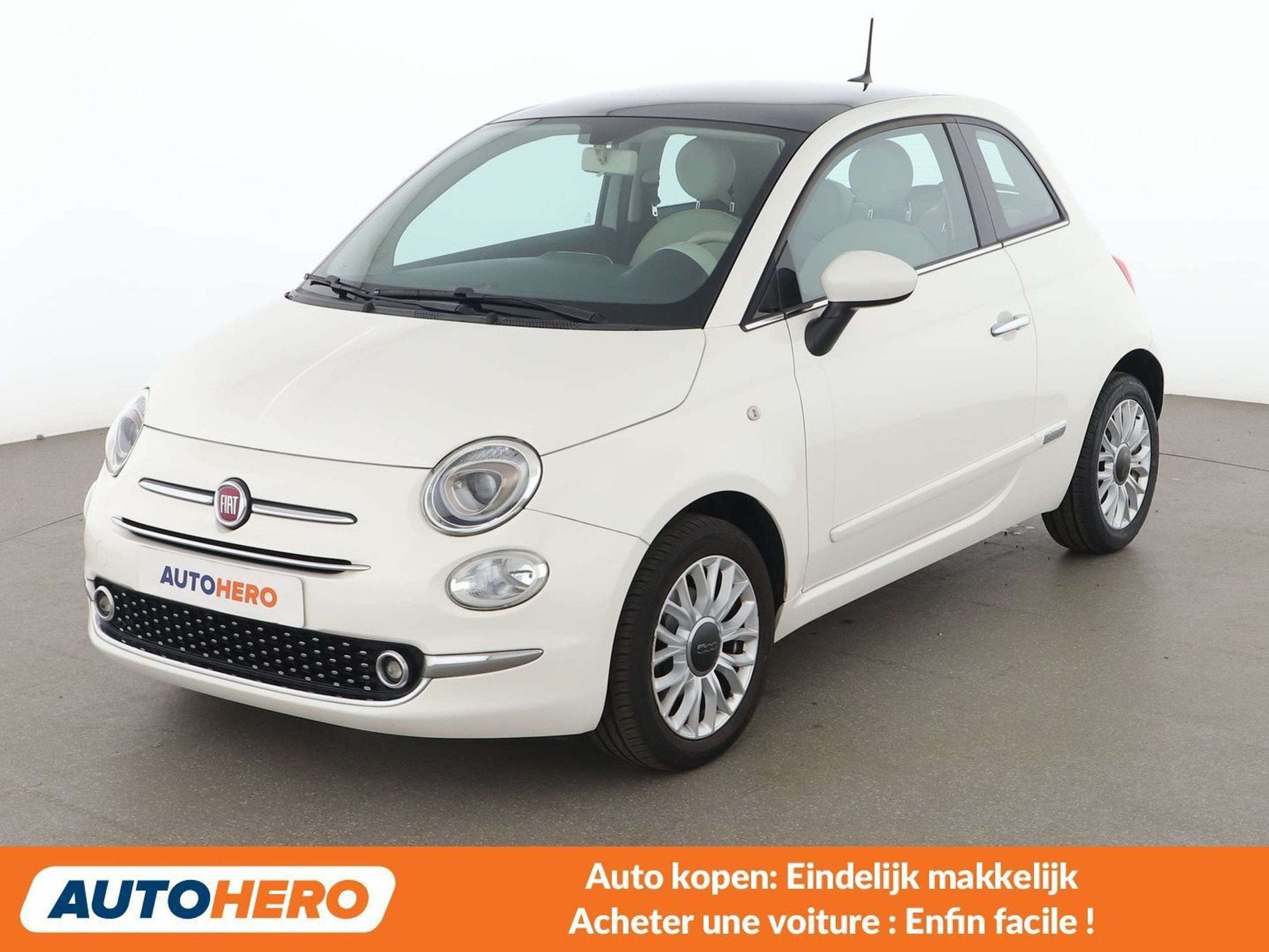 Fiat 500 1.2 Lounge (bj 2017), Auto's, Voorwielaandrijving, Gebruikt, Overige brandstoffen, Wit