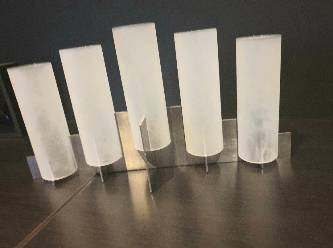 bougeoirs photophore inox 5 tubes verre, Verre, Photophore