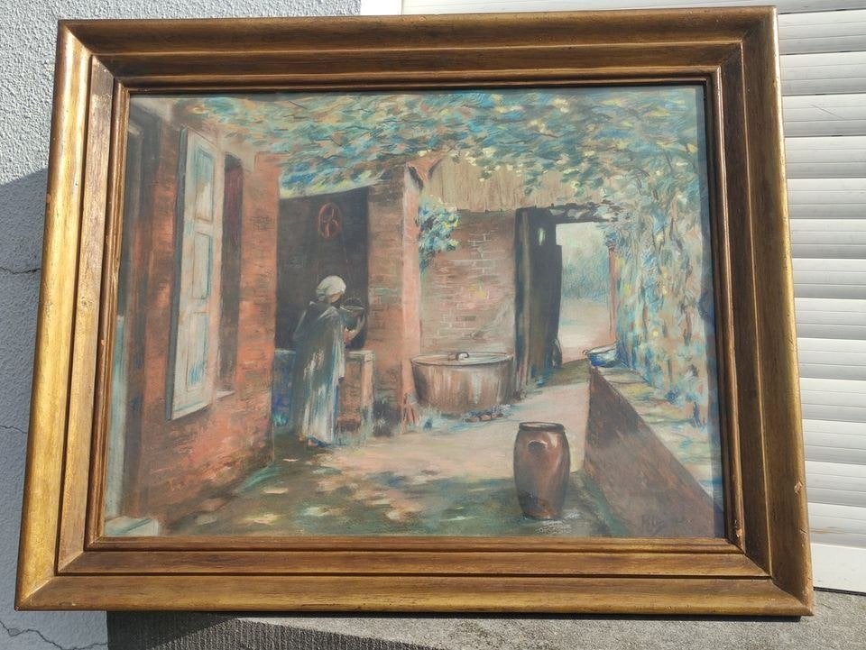 aquarelle femme au puit de marcel DEPELSENAIRE, Enlèvement ou Envoi, Aquarelle