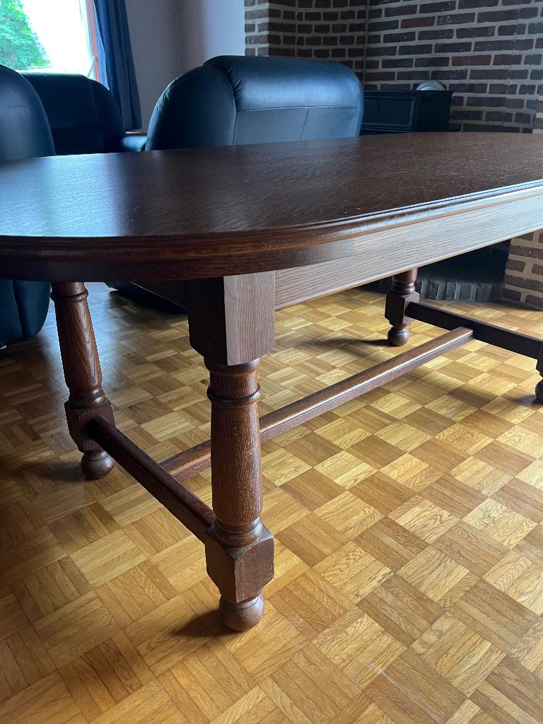 Antieke eikenhouten ovalen eettafel (200x87x74,5cm), Enlèvement