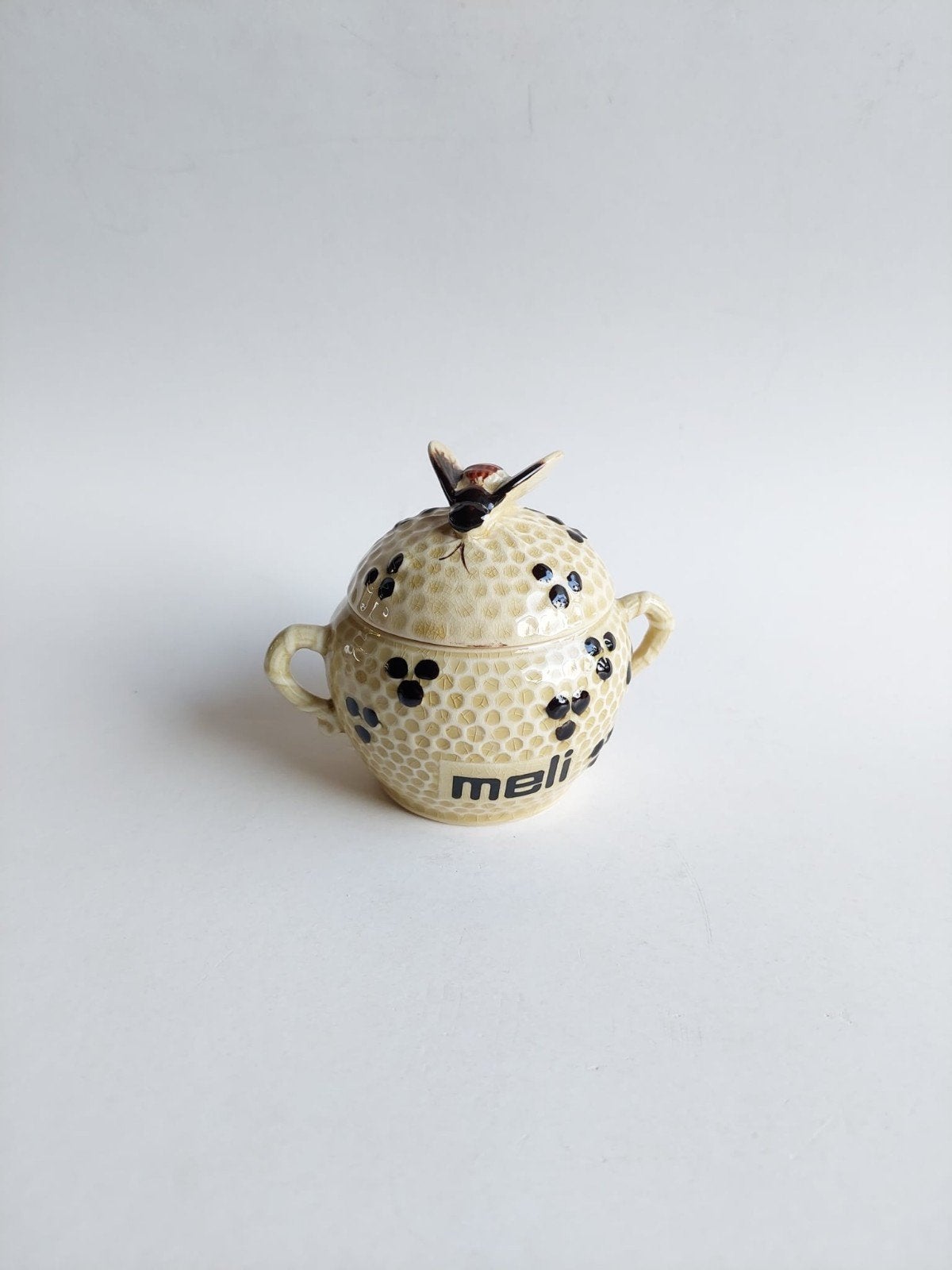 Vintage keramieken honing/meli potje met bij-figuur, Enlèvement