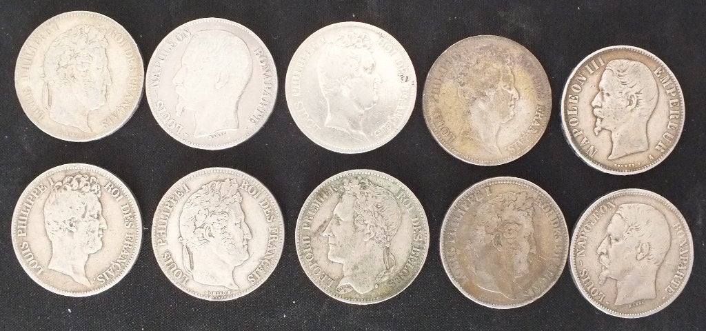 10 zilveren 5 Francs munten – verzamelset investeerder, Ophalen of Verzenden, Overige landen, Losse munt, Zilver