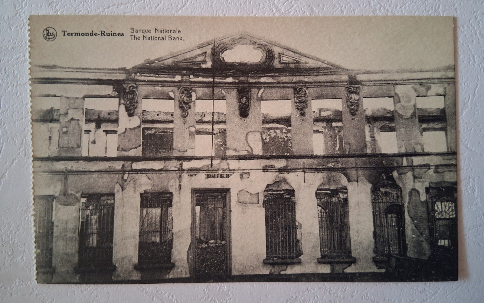 vintage Postkaart ruïnes Nationale Bank van Dendermonde, Verzamelen, Ophalen of Verzenden