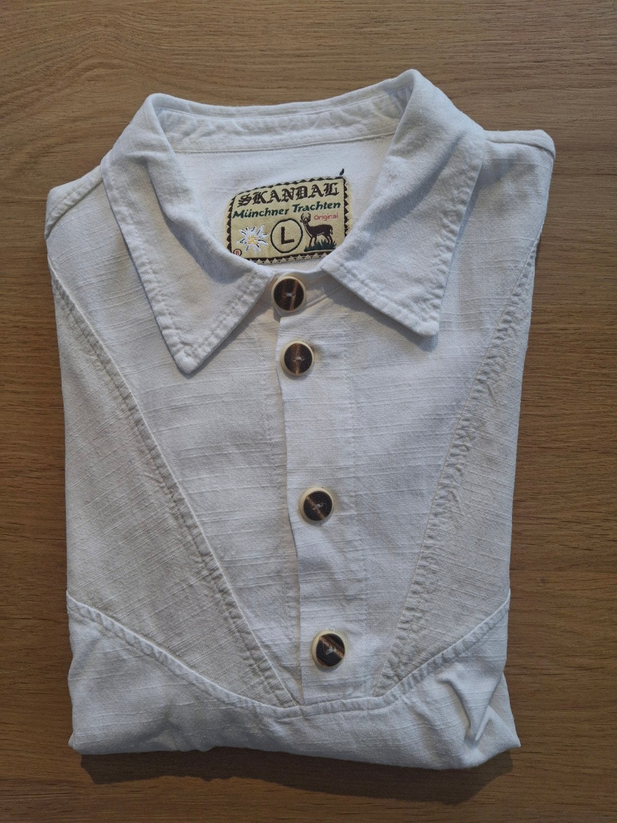 Tirolerhemd Skandal, maat L., Kleding | Heren, Overhemden, Ophalen of Verzenden, Wit