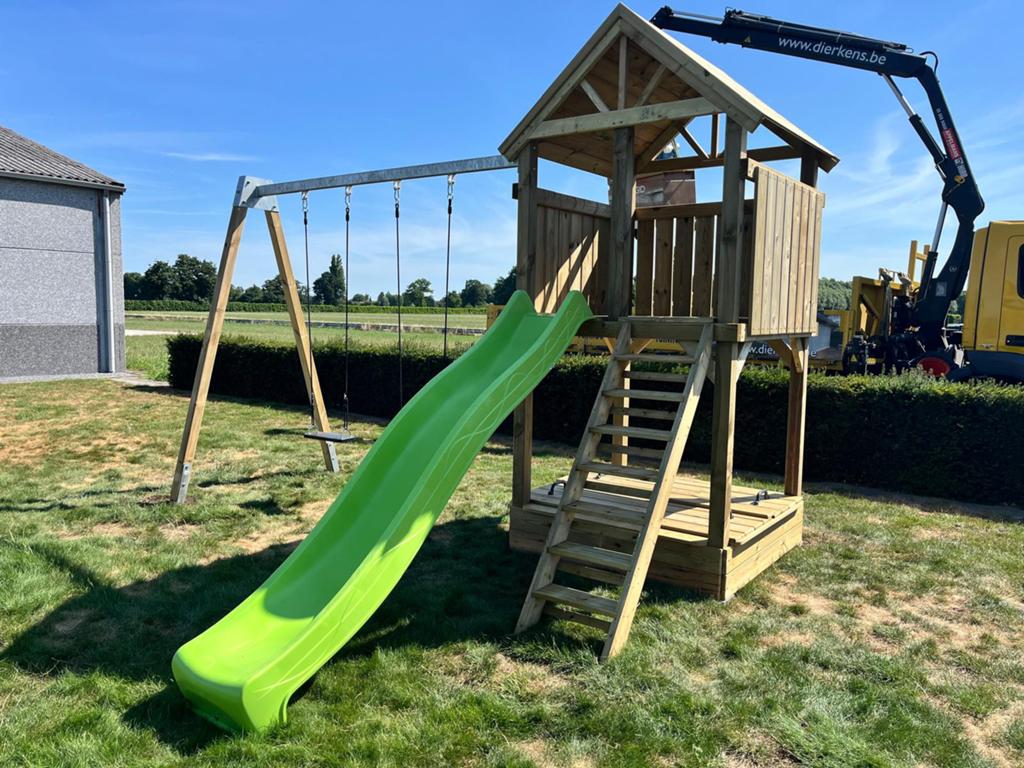 Nieuwe speeltoren te koop, Kinderen en Baby's, Speelgoed | Buiten | Speeltoestellen, Nieuw, Glijbaan, Schommel, Zandbak, Ophalen