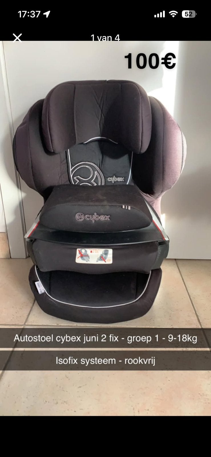 Autostoel cybex, Gebruikt, 9 t/m 18 kg, Isofix, Ophalen