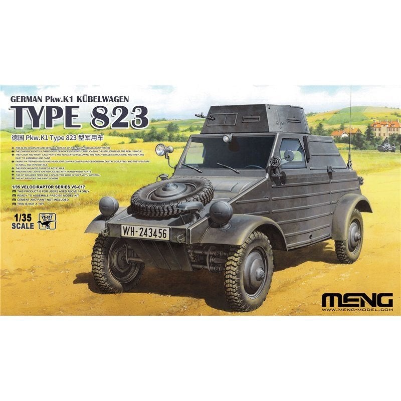 MENG VS-017 GERMAN PKW.K1 KÜBELWAGEN TYPE 823 VS-017 1/35, Neuf, Autres marques, Enlèvement ou Envoi, Voiture
