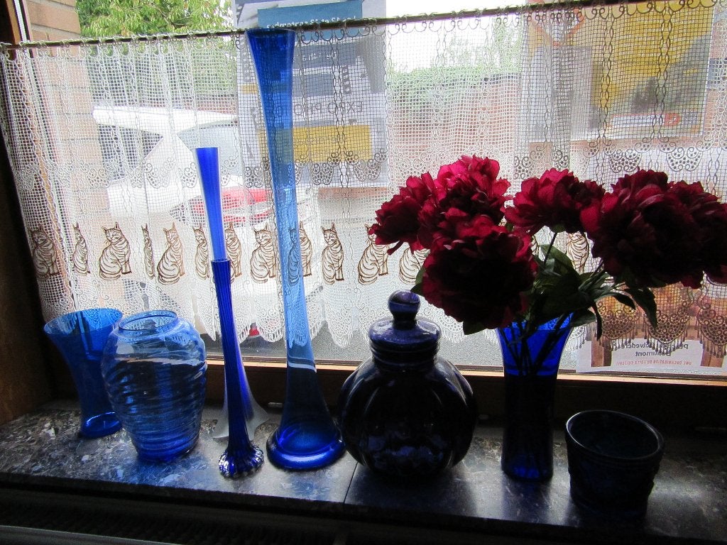 vases et pots bleus, le lot ou à la pièce, Comme neuf, Verre, Enlèvement, Avec couvercle