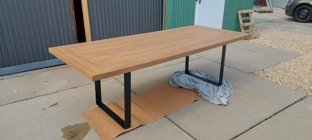 Massieve teak tafel / tuintafel / eettafel – 240x100, Huis en Inrichting, Ophalen, Vijf personen of meer, Industrieel, Rechthoekig