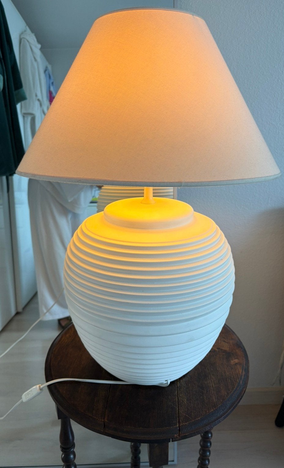 Lampenkap en voet ecru, Met schakelaar, 85 cm, Steen/keramiek, Ophalen