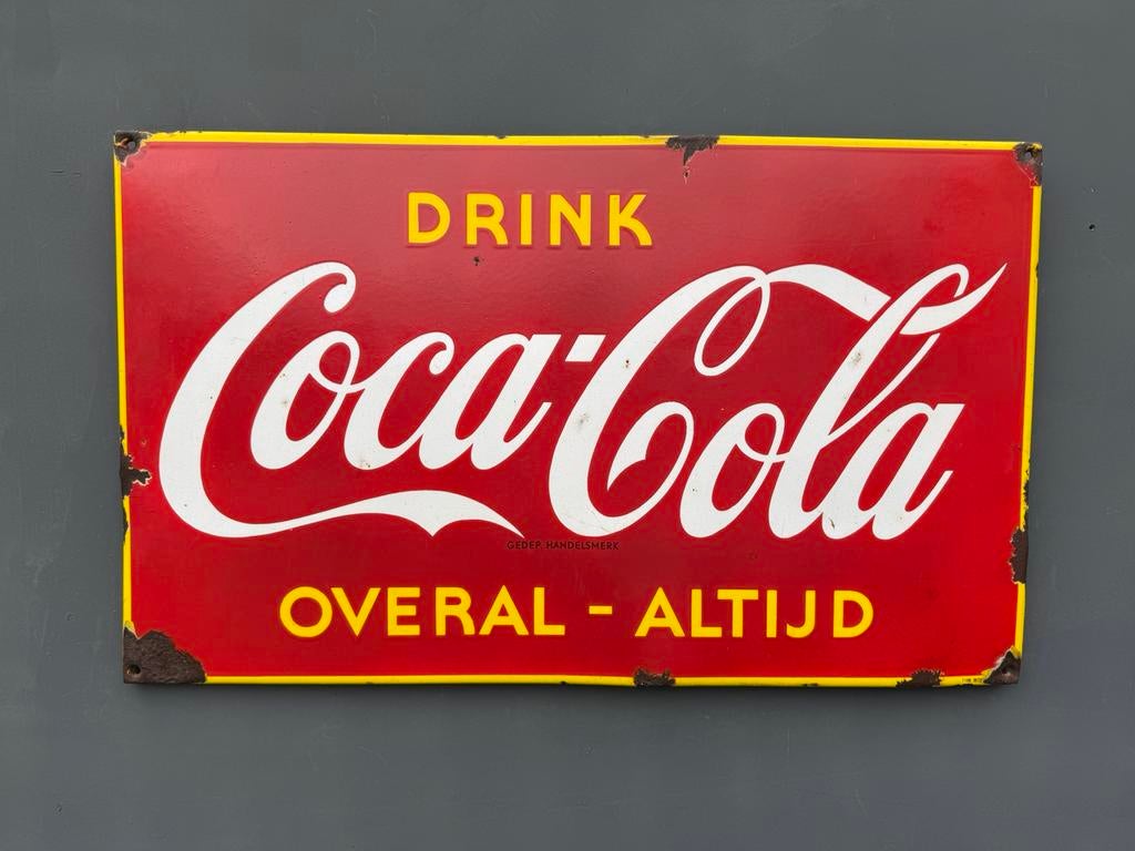 Coca Cola emaille reclamebord, Ophalen of Verzenden, Gebruikt, Reclamebord