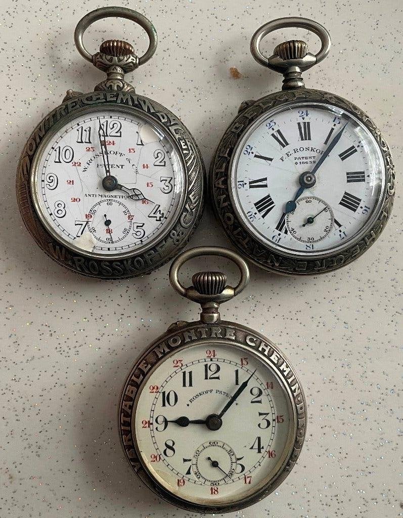 Montre ROSKOPF chemin de fer et 9 provinces lot de 3, Rolex, Acier, Enlèvement, Utilisé