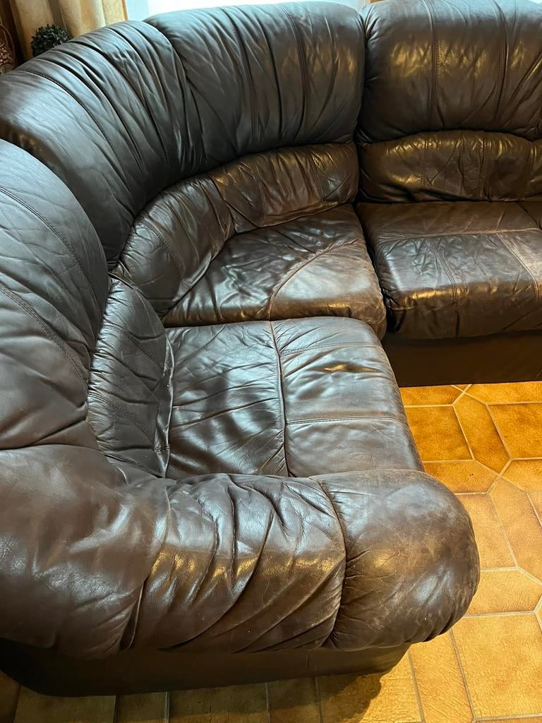 Lederen hoeksalon en aparte zetel, Ophalen, Gebruikt