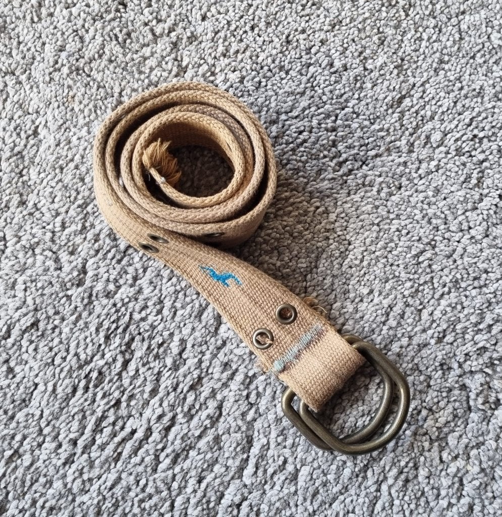Riem in canvas met logo Hollister en D-gesp, 100 centimeter, Kleding | Heren, Riemen en Ceintuurs, 95 tot 105 cm, Overige kleuren