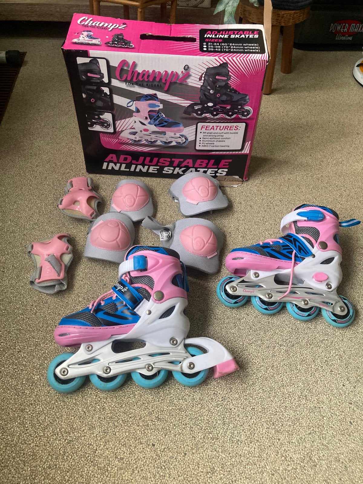 Inline skates met valuitrusting, Enfants & Bébés, Enlèvement ou Envoi, Comme neuf