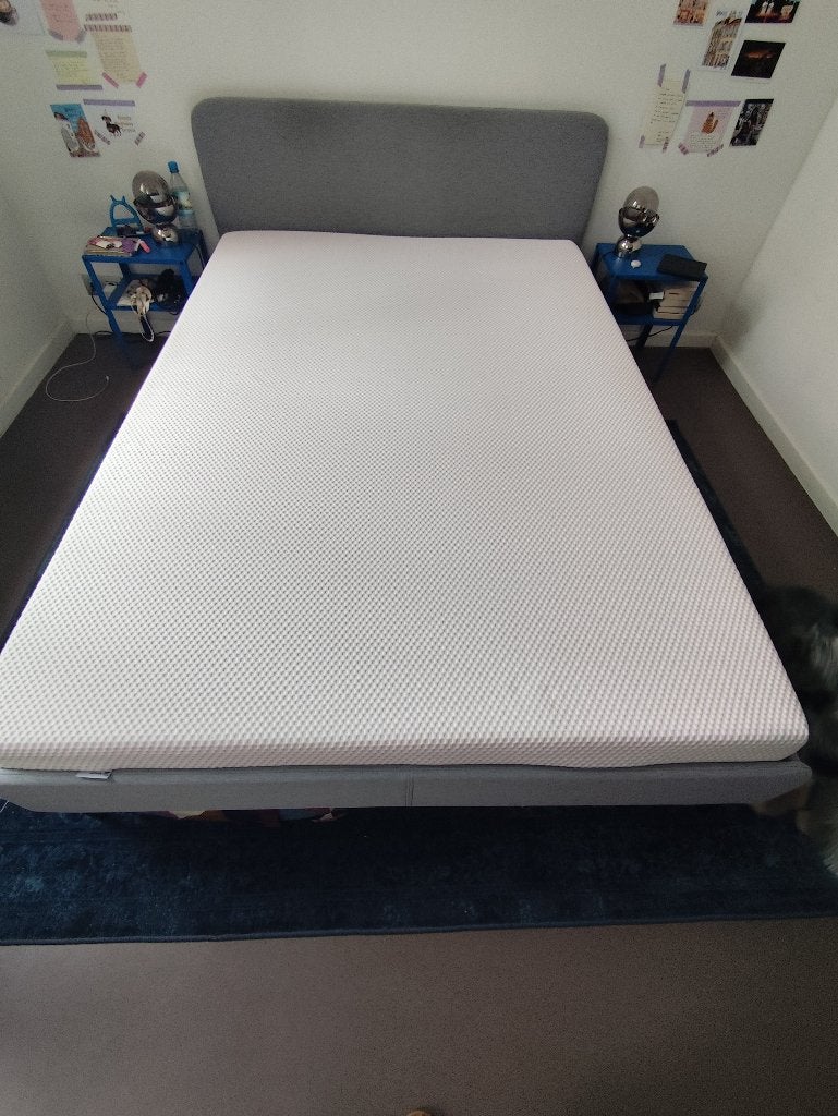 Cadre de lit rembourré, Maison & Meubles, Gris, Tissu, 140 cm, Enlèvement