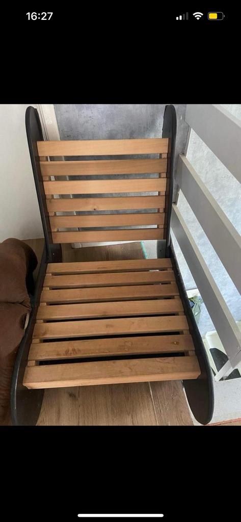 Zelfgemaakte schommelstoel, Huis en Inrichting, Stoelen, Ophalen, Zo goed als nieuw, Bruin, Hout