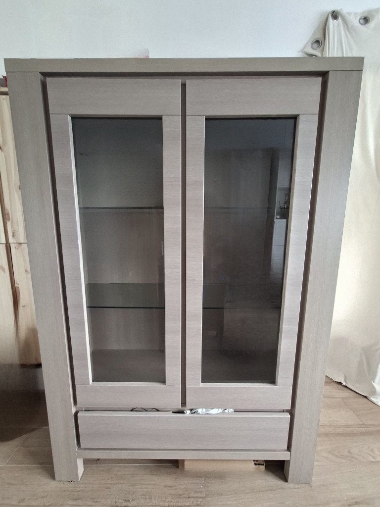 Armoire-vitrine et meuble bas solides, Enlèvement, Comme neuf