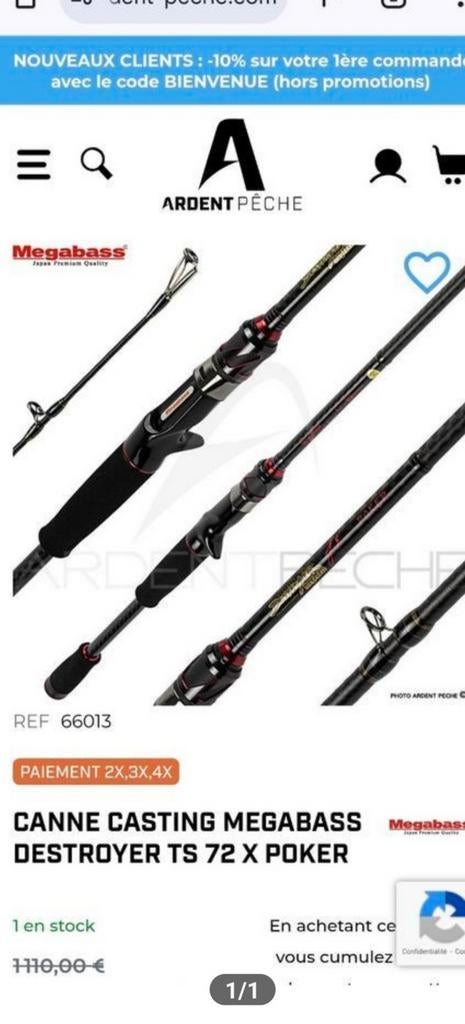 Canne a pêche casting megabass carnassier, Enlèvement, Neuf