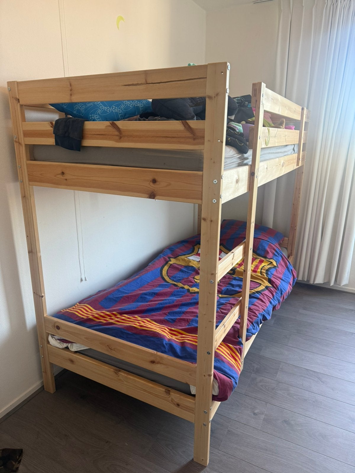 Stapelbed hout, Ophalen, Zo goed als nieuw, Tweepersoons, Stapelbed
