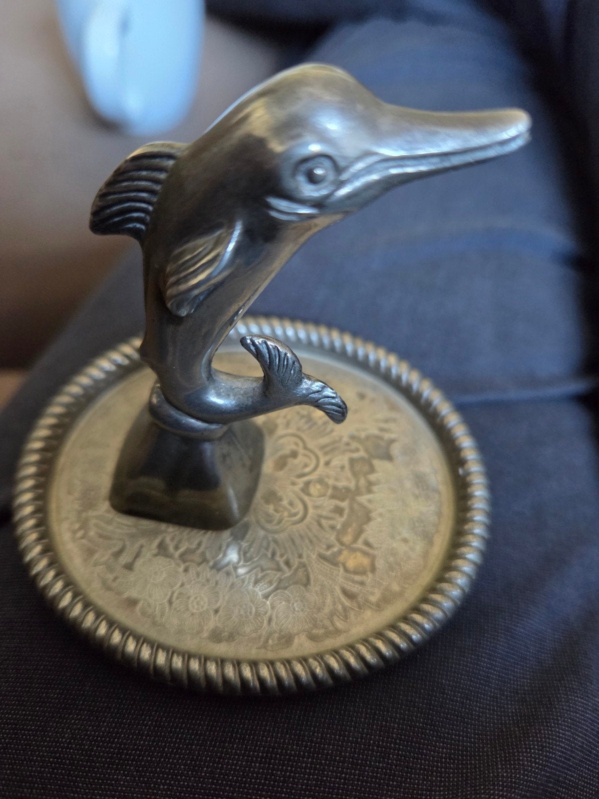 zilverplated dolfijn ringhouder, Antiek en Kunst, Ophalen