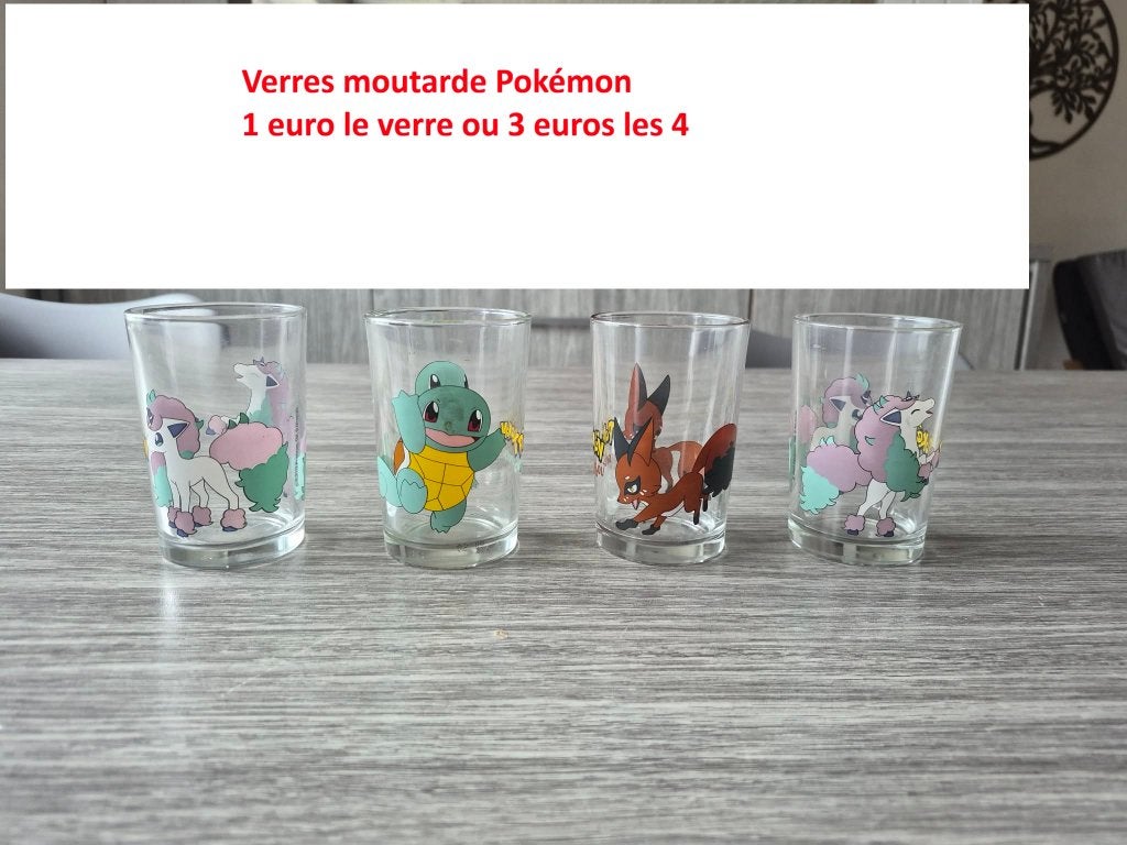 Verres moutarde Disney, Tinitn, Pokémon,..., Collections, Enlèvement, Comme neuf