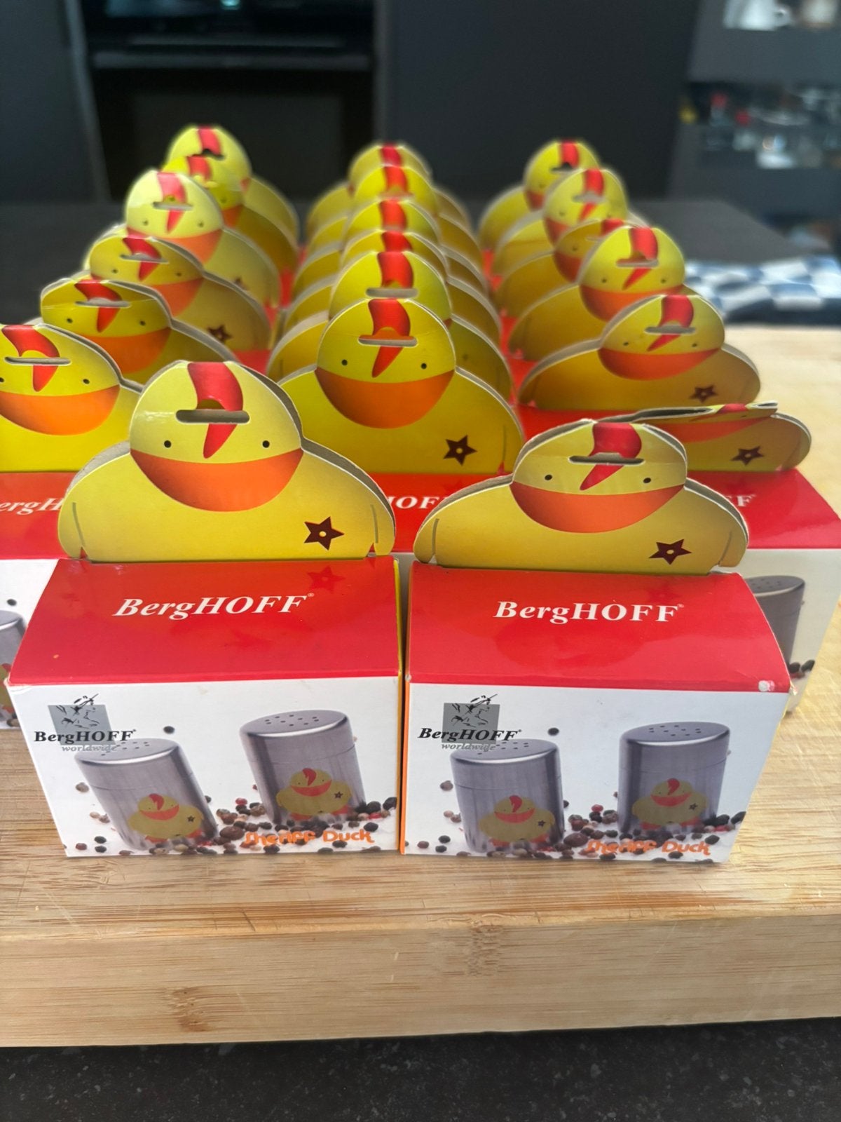 Partij 20x NIEUW BergHOFF Sheriff Duck Peper-en Zoutstel RVS, Overige typen, Ophalen of Verzenden, Metaal, Overige merken