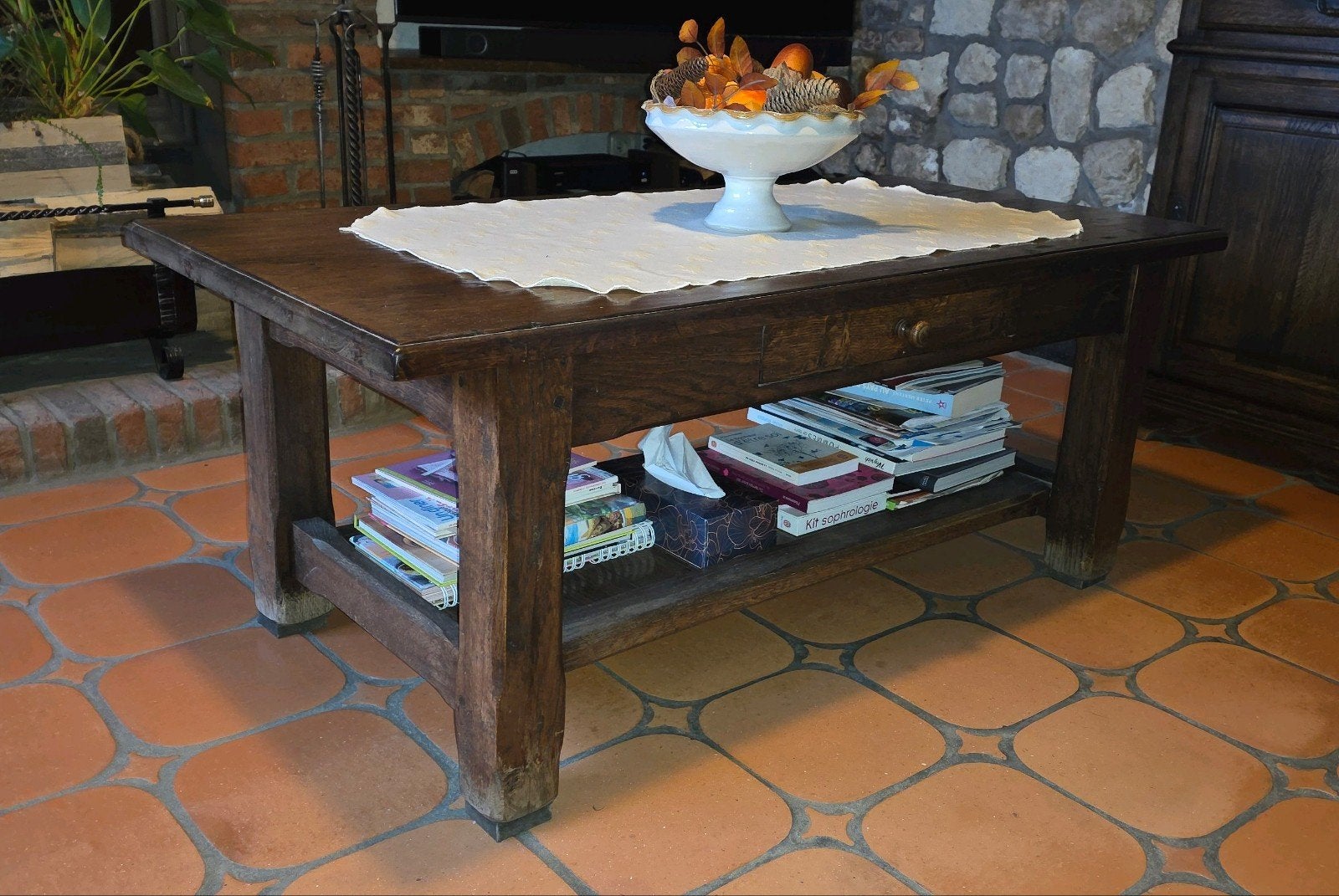Table de salon en chêne, 100 à 150 cm, Utilisé, 50 à 100 cm, Chêne