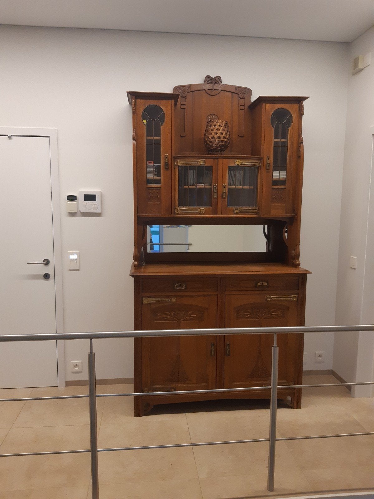 Buffet Art nouveau belge - vers 1900 - chêne massif, 100 à 150 cm, Enlèvement, Utilisé, 200 cm ou plus