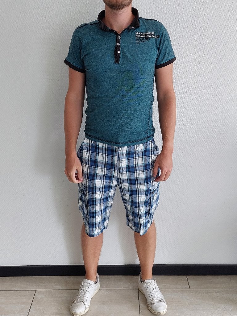 Short à carreaux Blue Bery, Kleding | Heren, Broeken en Pantalons, Maat 52/54 (L), Blauw, Ophalen of Verzenden, Zo goed als nieuw