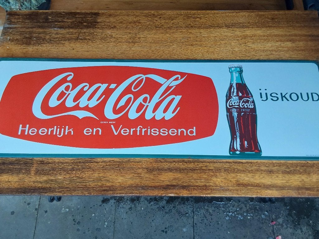 Emaille Reclamebord Bord Coca Cola 145cmx45cm, Ophalen, Zo goed als nieuw, Reclamebord