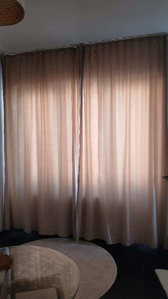 Rideaux velour, Enlèvement ou Envoi, Beige, 150 à 200 cm, Comme neuf