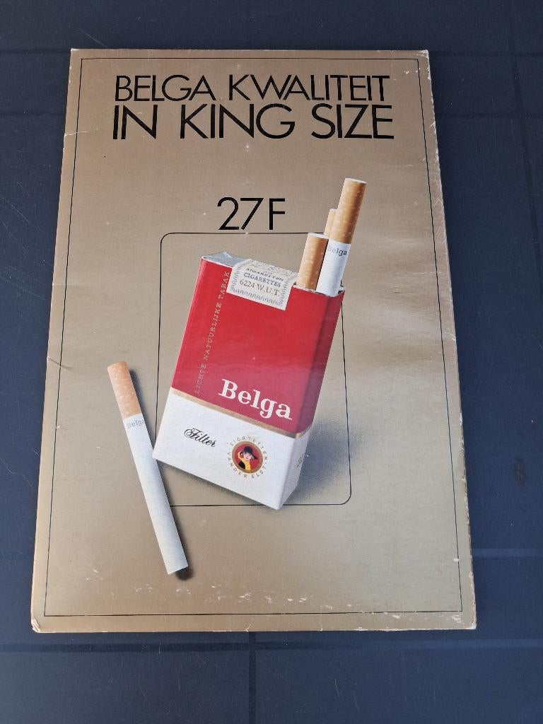 BELGA CIGARETTES année 1976, Collections, Marques & Objets publicitaires, Utilisé, Panneau publicitaire, Enlèvement ou Envoi