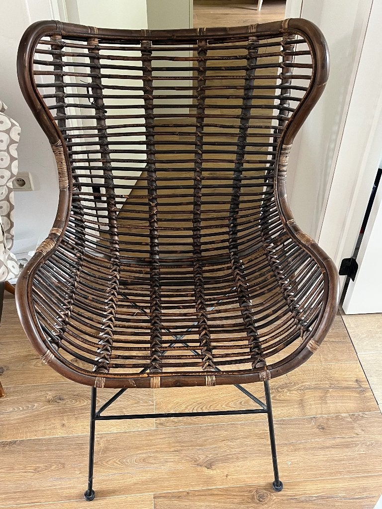Rotan vlinderstoel, Huis en Inrichting, Ophalen, Bruin, Zo goed als nieuw, Metaal