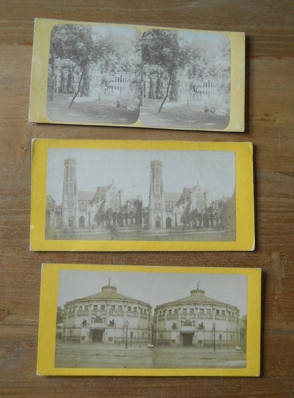 3 vues stéréoscopiques de Paris par B. Guérard, Antiek en Kunst, Kunst | Tekeningen en Fotografie, Foto, Fotografie, Ophalen of Verzenden